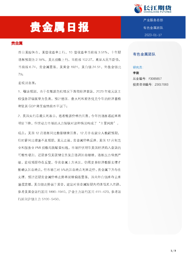 贵金属日报