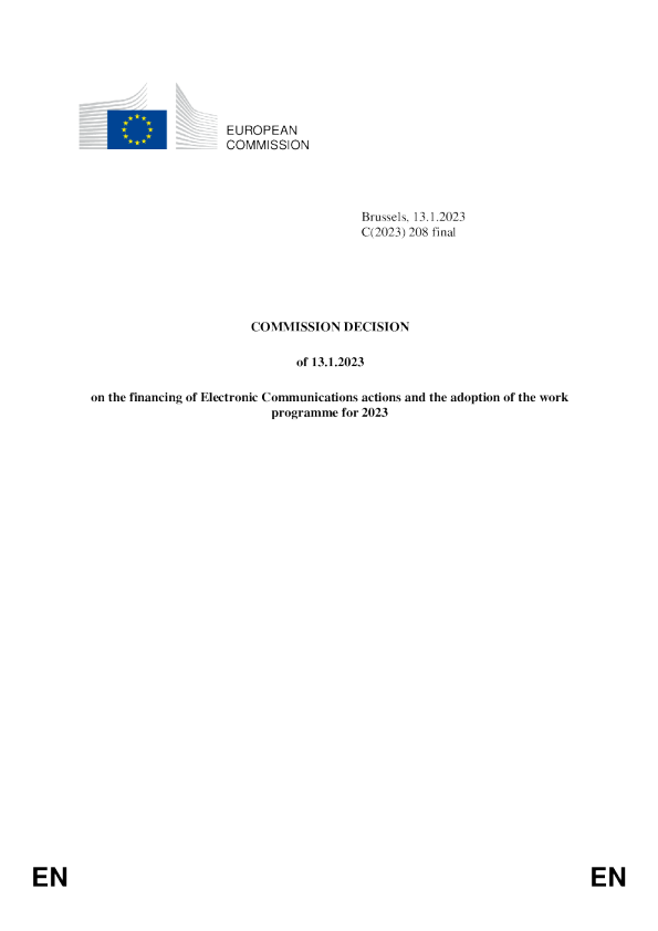 电子通信行动的筹资和通过 2023 年工作方案