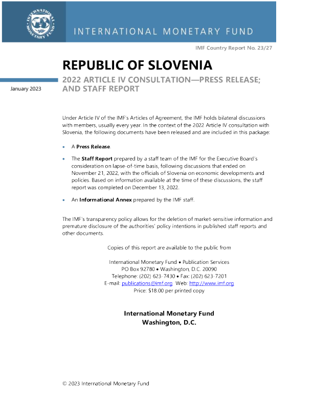 斯洛文尼亚共和国：2022年第IV次对话-新闻发布会；以及工作人员报告