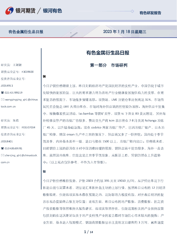 有色金属衍生品日报