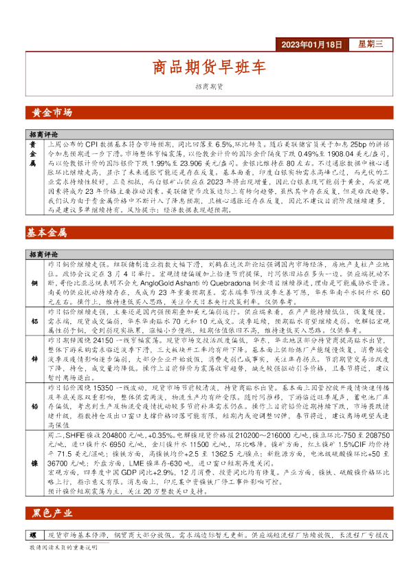 商品期货早班车