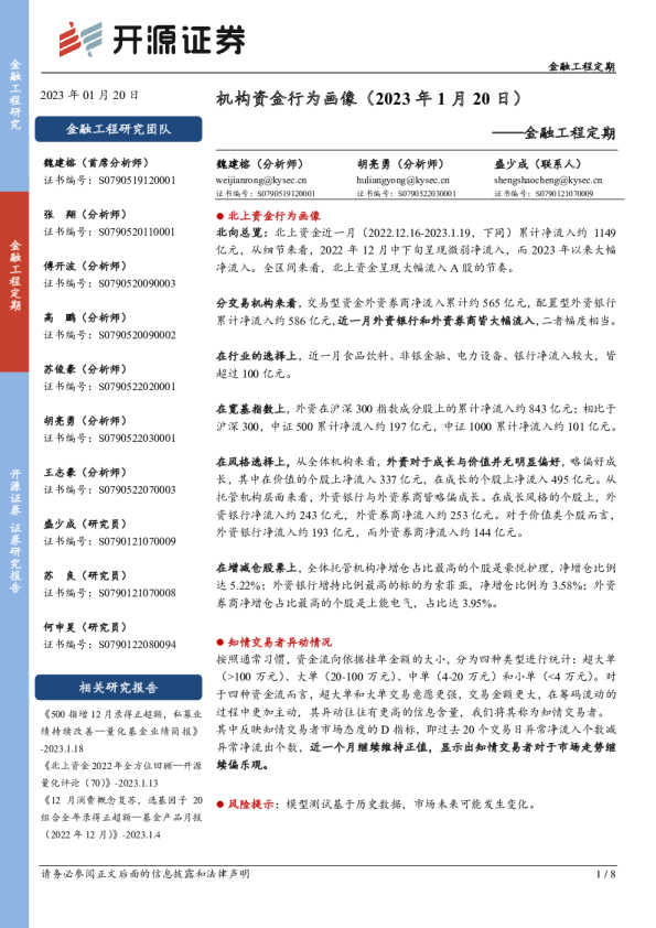金融工程定期：机构资金行为画像