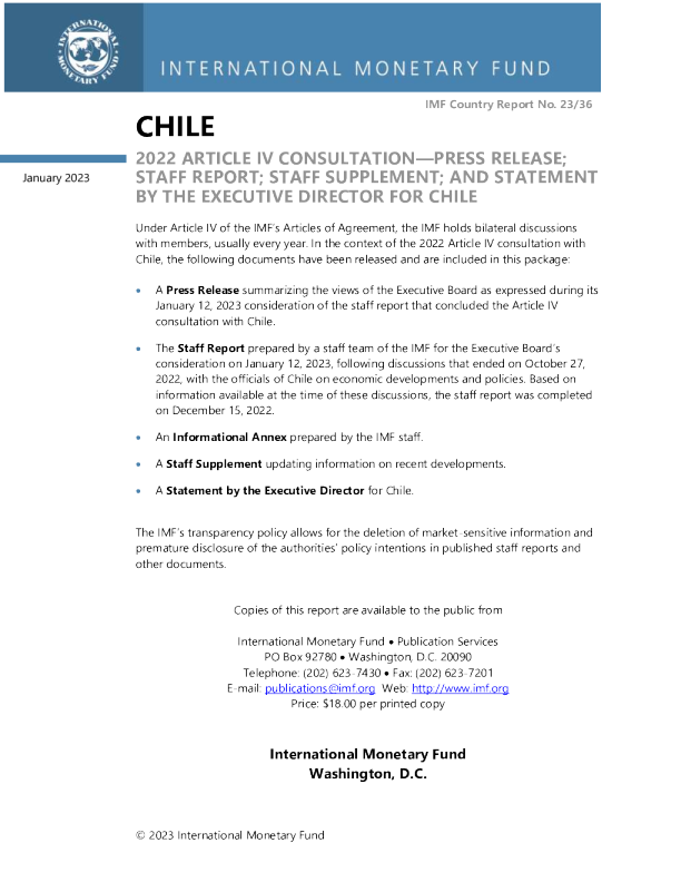 智利：2022年第四条款磋商-新闻稿；工作人员报告；工作人员补充报告；以及智利执行董事的声明