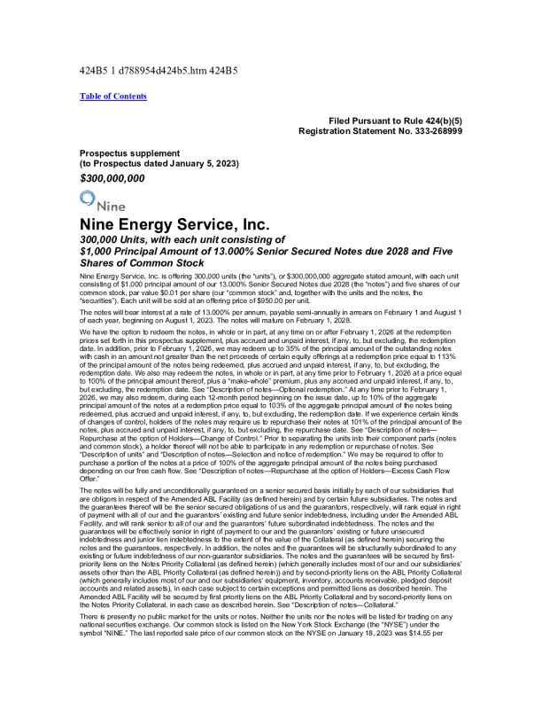 NINE美股招股说明书(2023-01-23版)