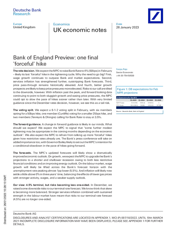 英格兰银行前瞻：最后一次“强行”加息