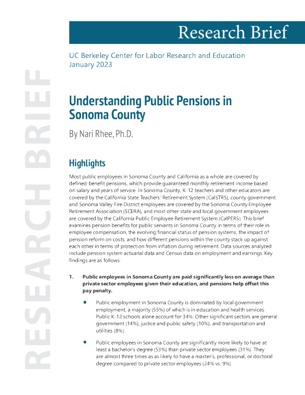了解索诺玛县的公共养老金