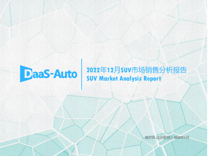 2022年12月SUV市场销售分析报告