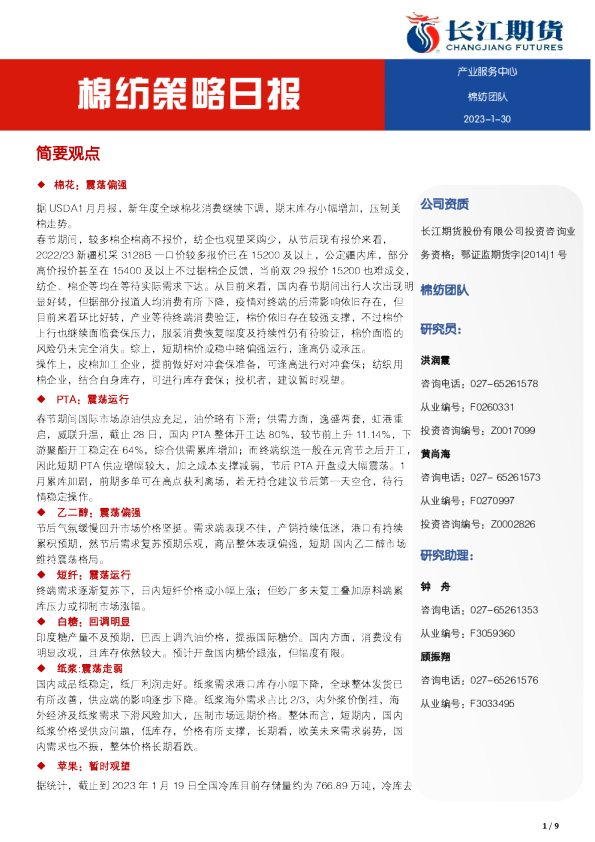 棉纺策略日报