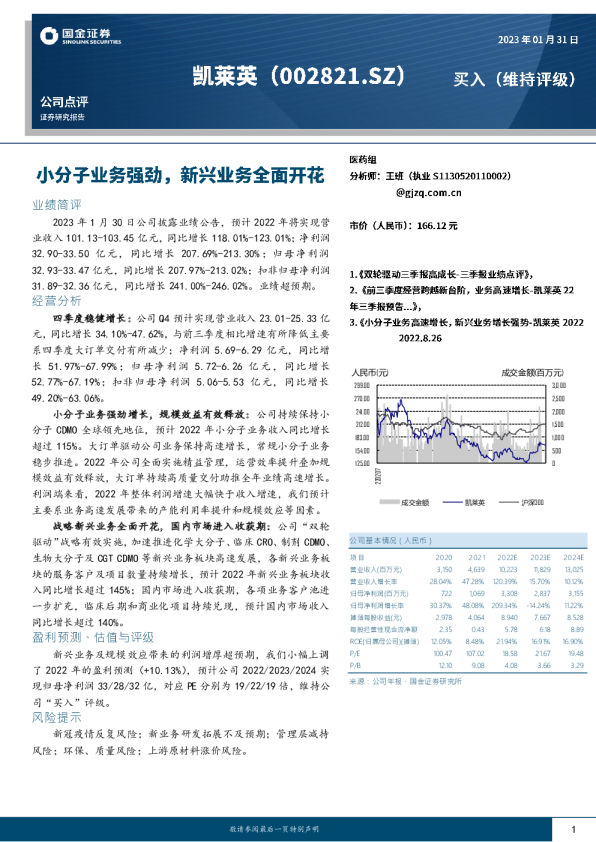 小分子业务强劲，新兴业务全面开花