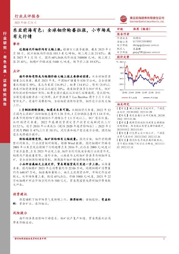有色：全球钼价轮番拉涨，小市场或有大行情