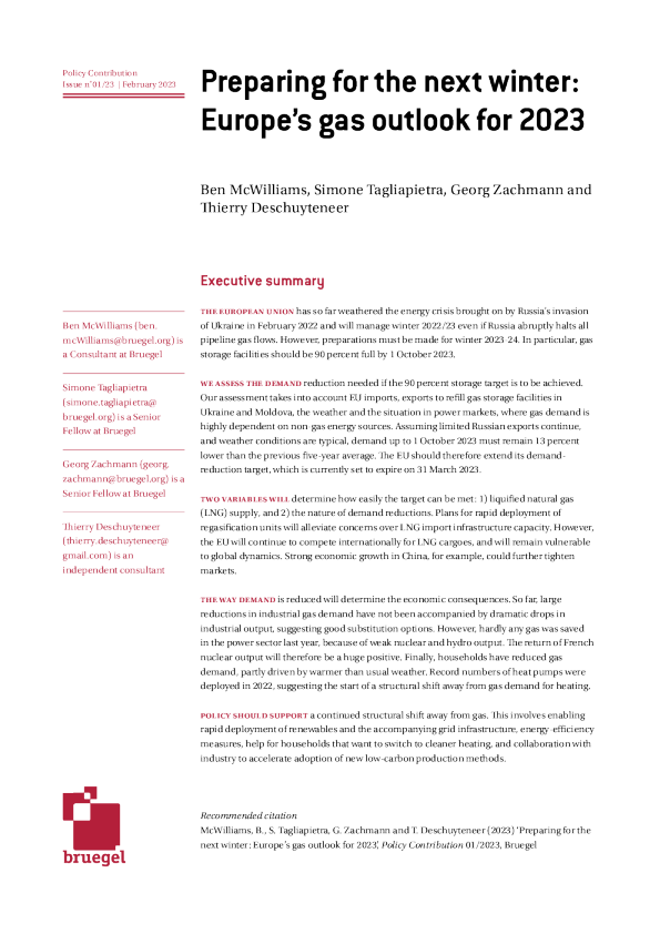 为下一个冬天做准备：2023年欧洲天然气前景