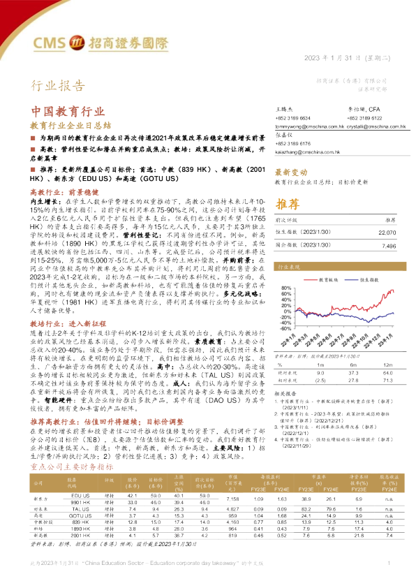 中国教育行业：教育行业企业日总结