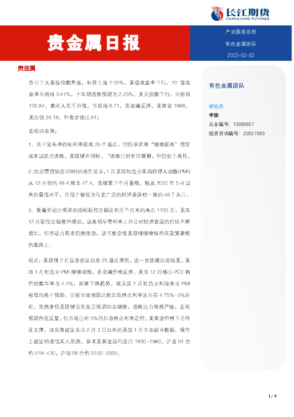 贵金属日报