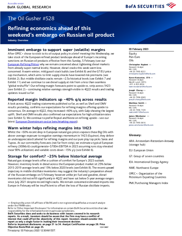 石油涌入者#528：本周末对俄罗斯石油产品禁运之前的炼油经济