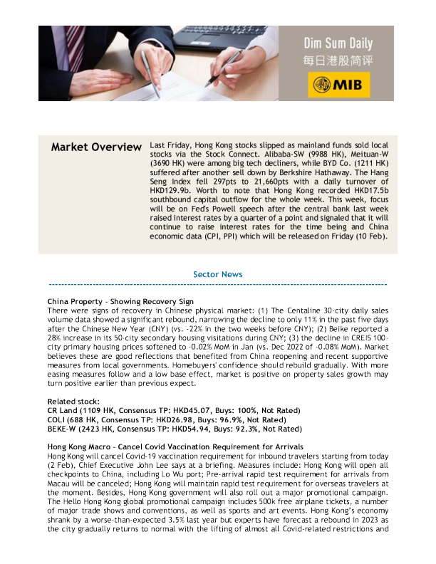 每日港股简评