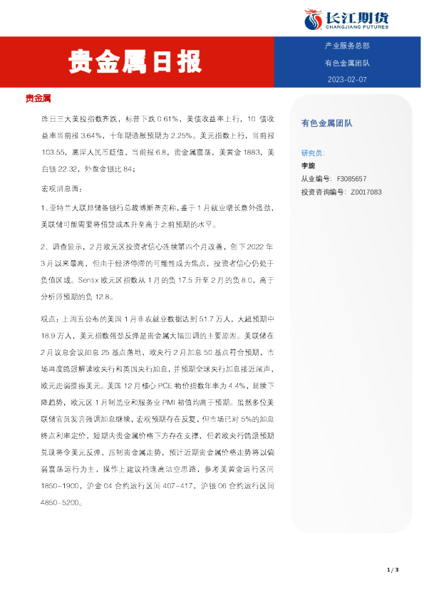 贵金属日报