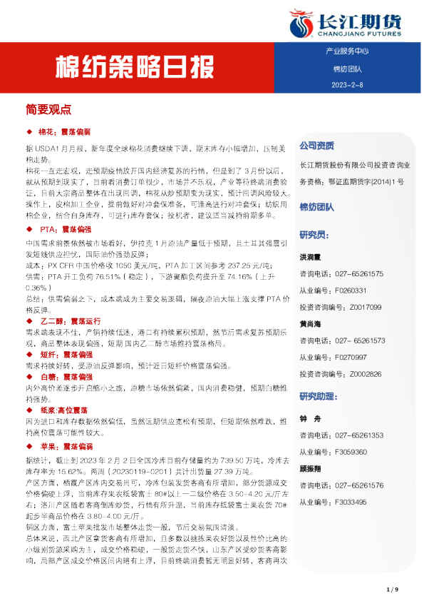 棉纺策略日报