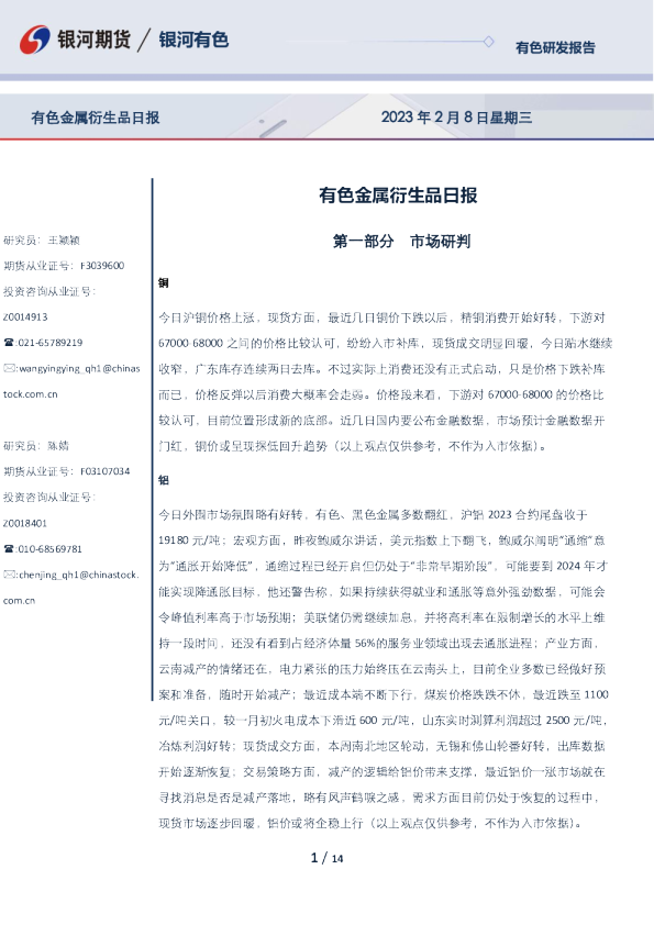 有色金属衍生品日报