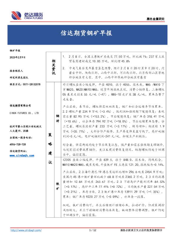 钢矿早报