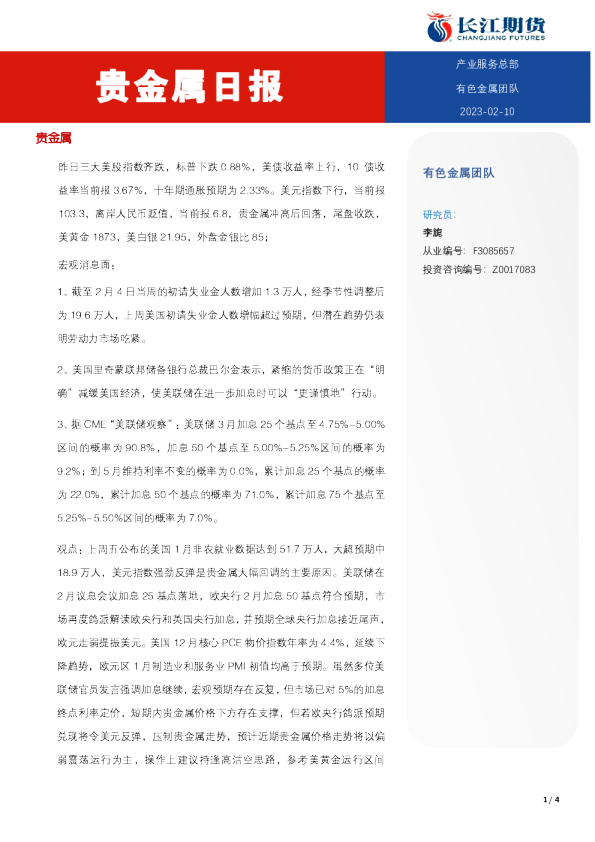 贵金属日报