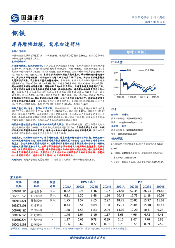 库存增幅放缓，需求加速好转