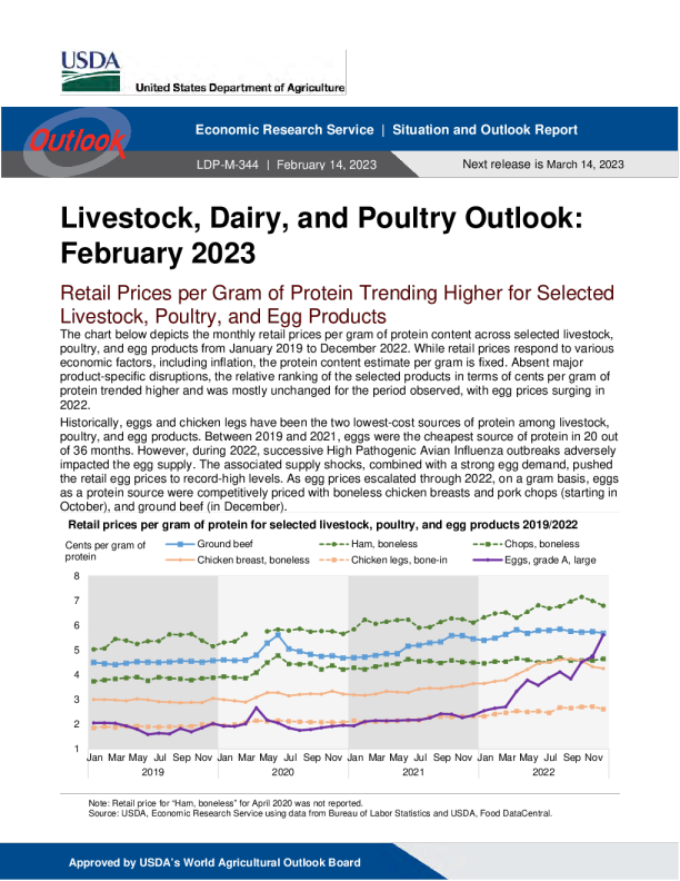 美国农业部畜牧、乳制品和家禽展望 2023.2.14