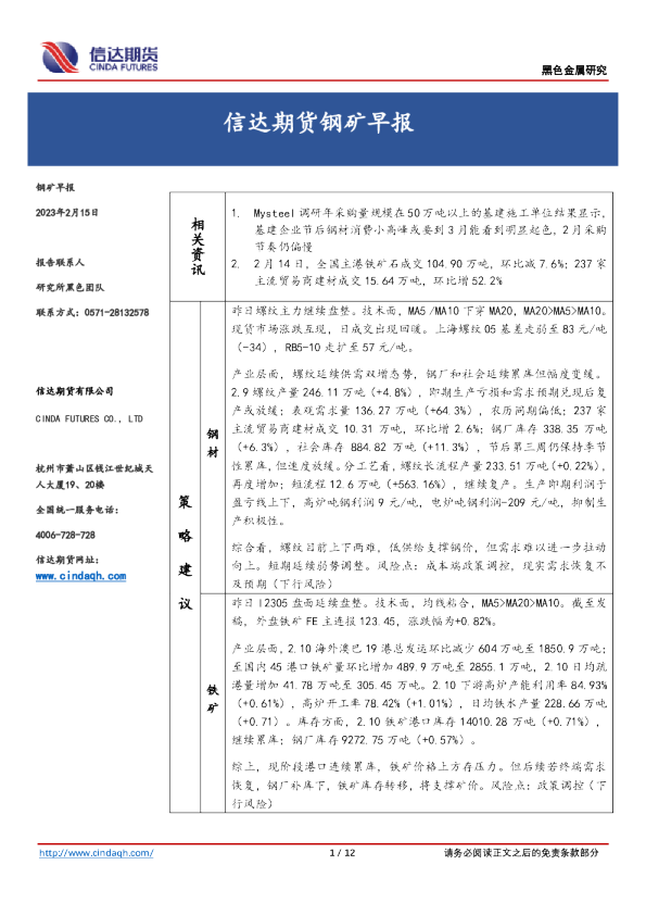 钢矿早报