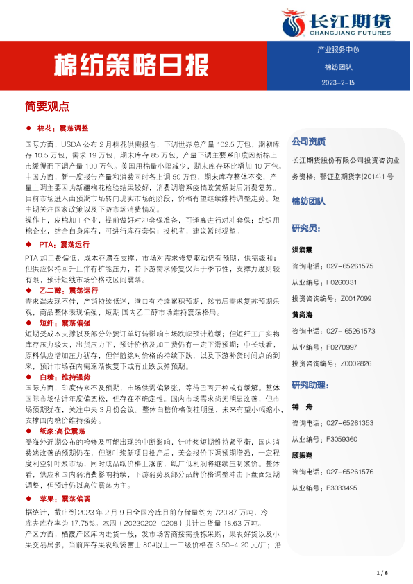 棉纺策略日报