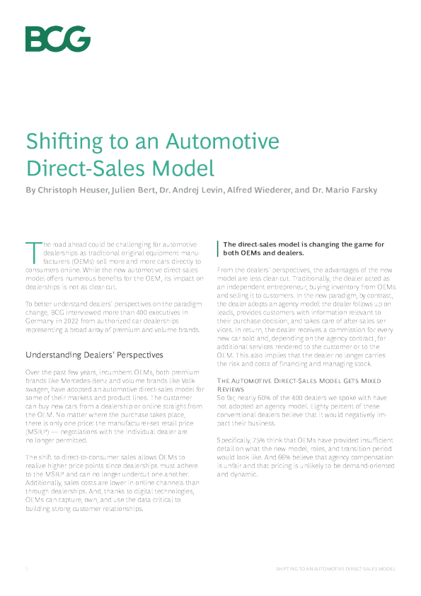 Shifting to an Automotive DirectSales Model