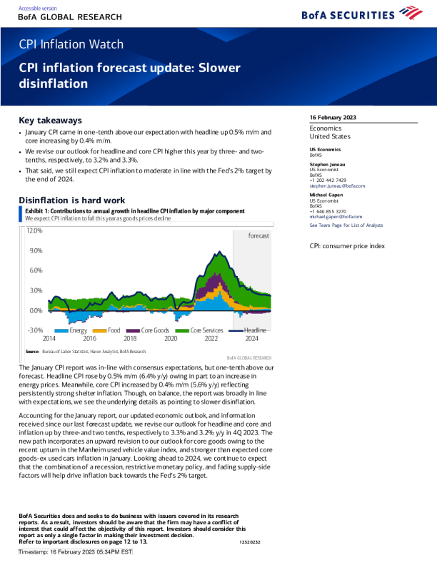 CPI通胀预测更新：通货紧缩放缓