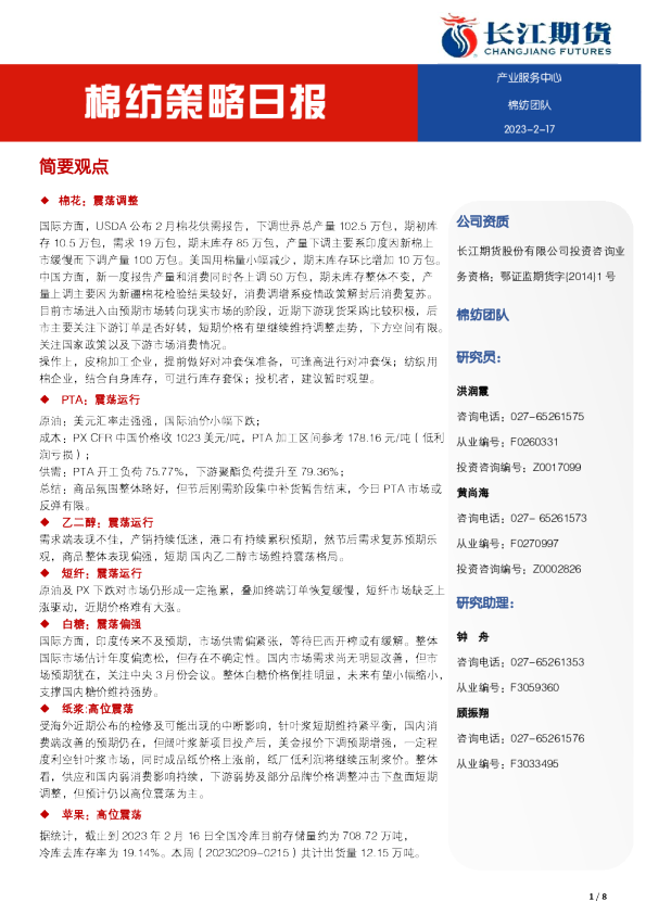 棉纺策略日报