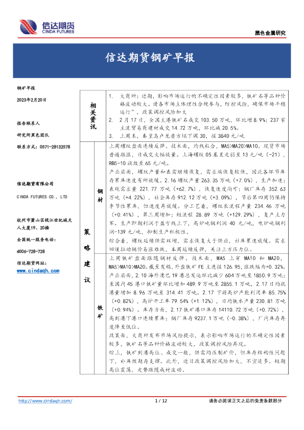 钢矿早报