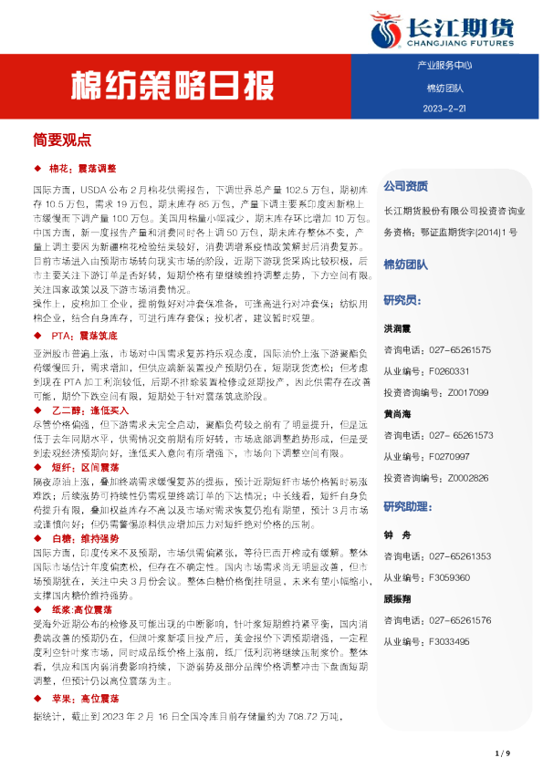 棉纺策略日报