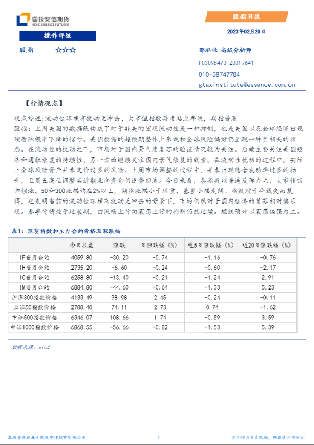 安信期货股指日报