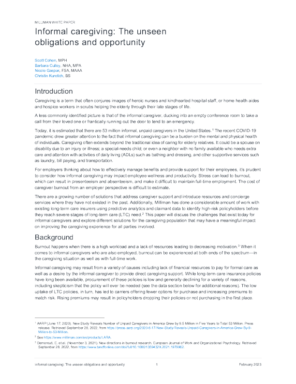 非正式护理——看不见的义务和机会