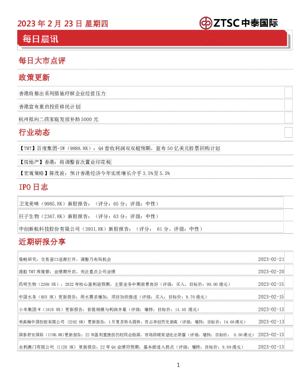 每日晨讯
