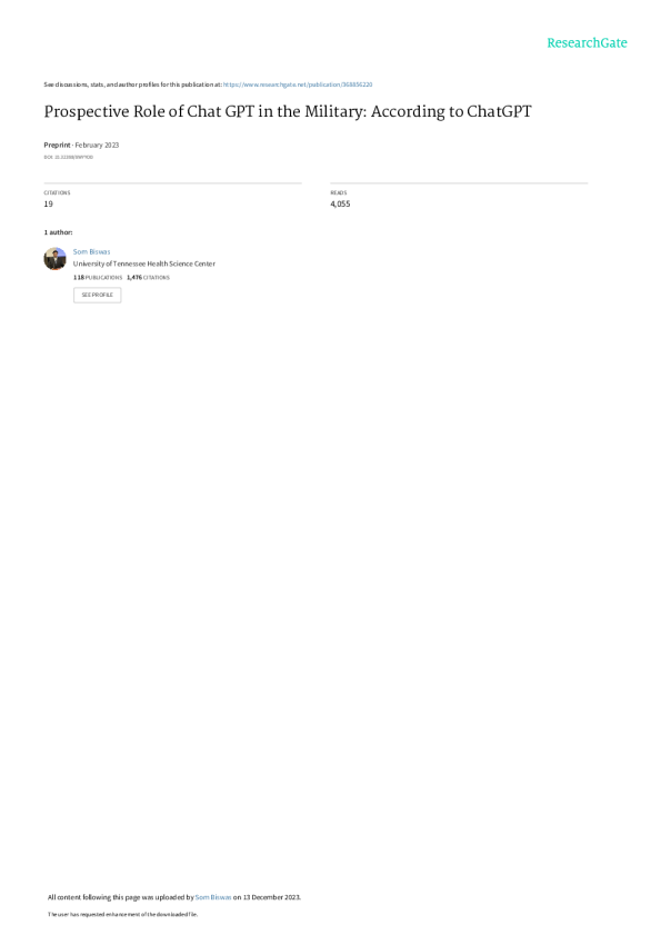 ChatGPT 在军中的 潜在作用 ：根据 ChatGPT的视点