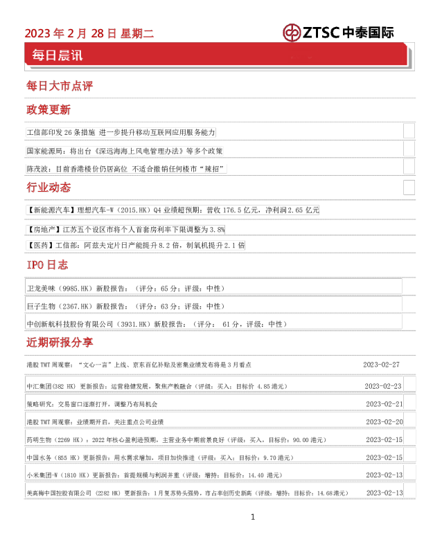 每日晨讯