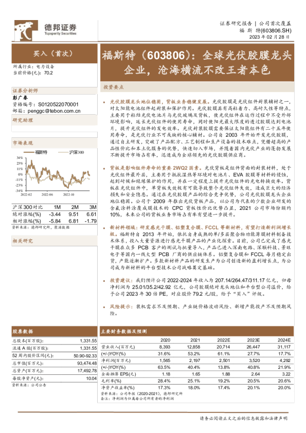 全球光伏胶膜龙头企业，沧海横流不改王者本色