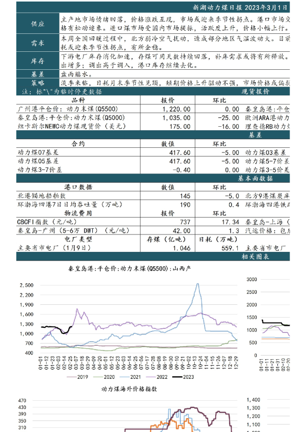 新湖动力煤日报