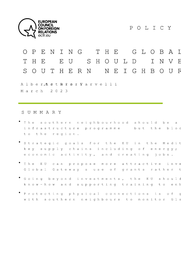 打开全球门户：为什么欧盟应该在南部地区加大投资