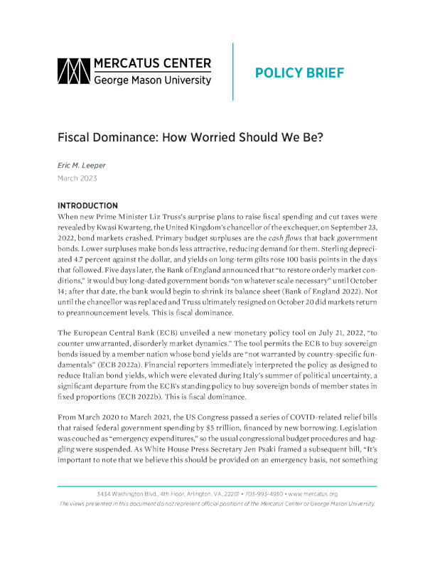 财政主导：我们应该有多担心？+