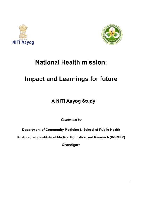 国家卫生使命：未来的影响和教训