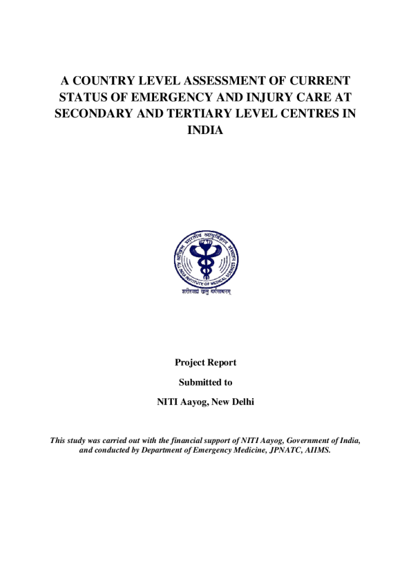 印度二级和三级中心急诊和伤害护理现状的国家级评估