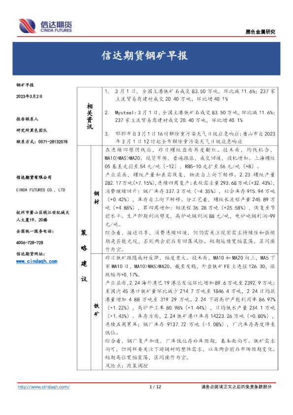 钢矿早报