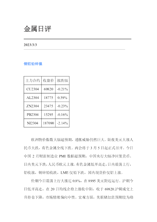 弘业期货金属日评