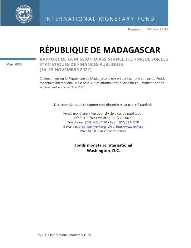 马达加斯加共和国：技术援助报告-政府财政统计特派团