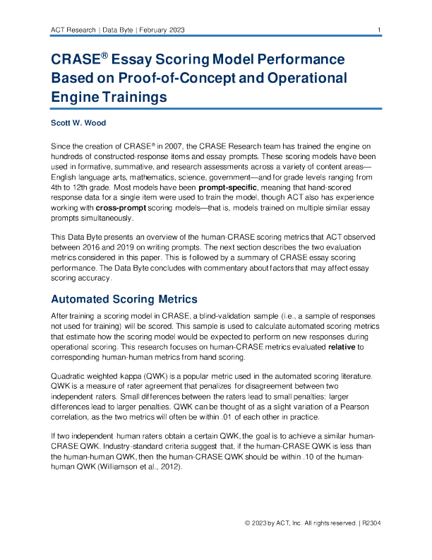 基于概念验证和操作引擎训练的 RASE 论文评分模型性能