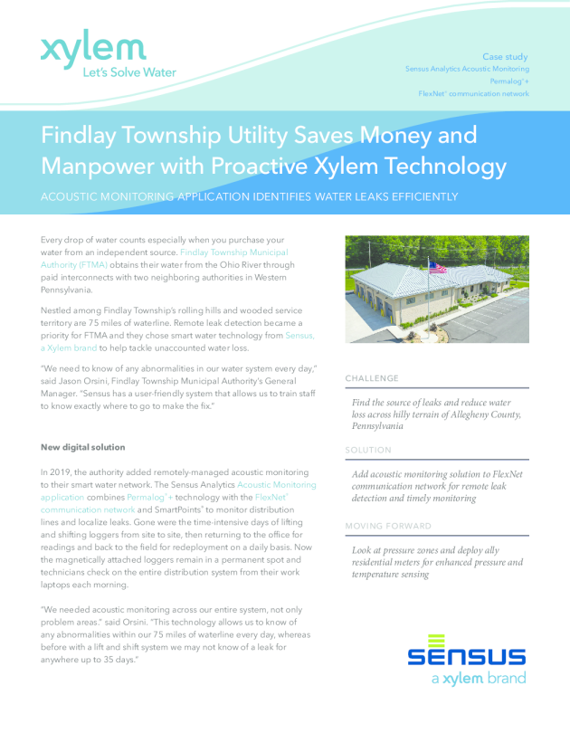 芬德雷镇公用事业公司采用主动木质部技术节省资金和人力