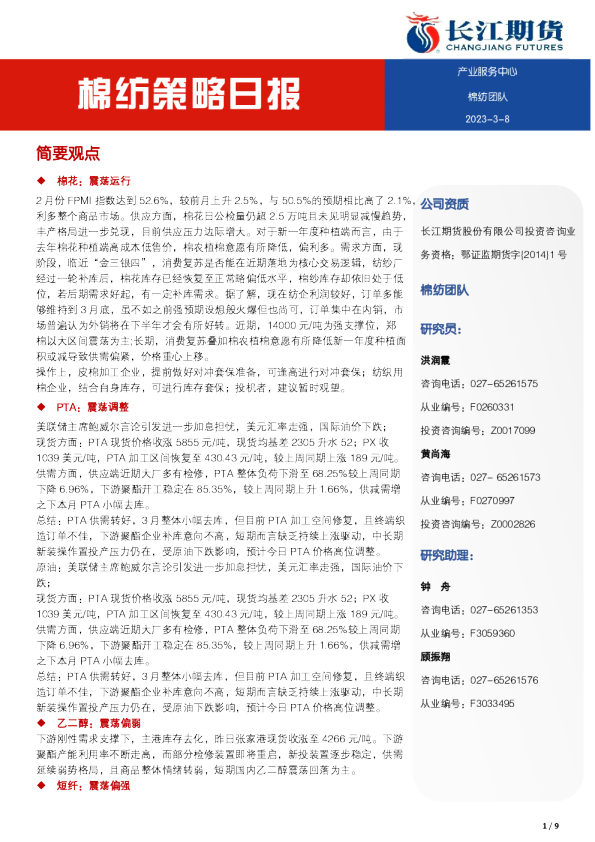 棉纺策略日报